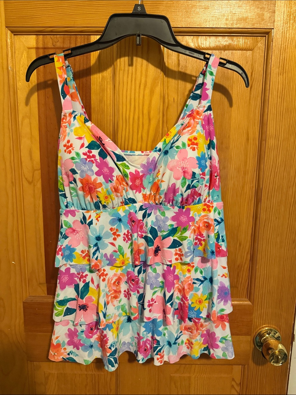 Floral Tiered Swim Top - Pink Multi